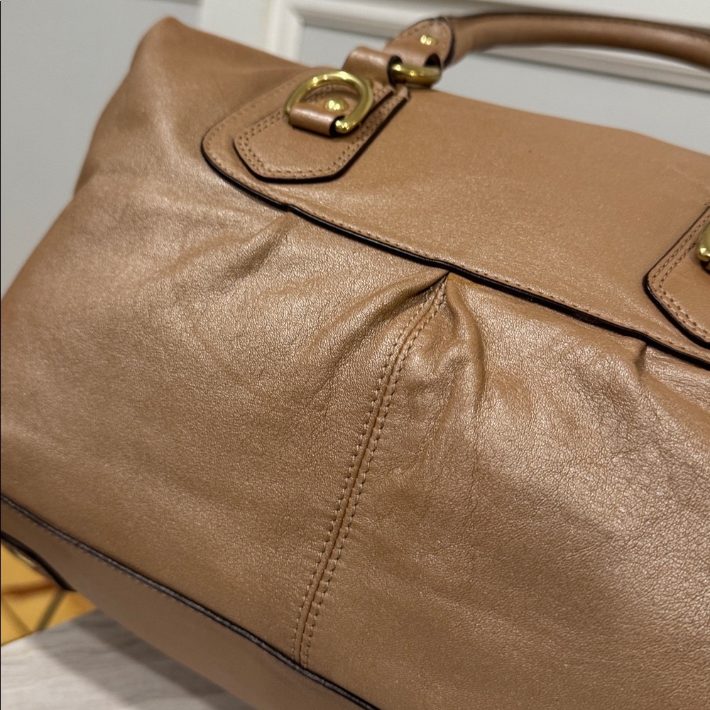 Coach Bag Ashley Large Tan Metallic Leather Satchel - Picture 9 of 17